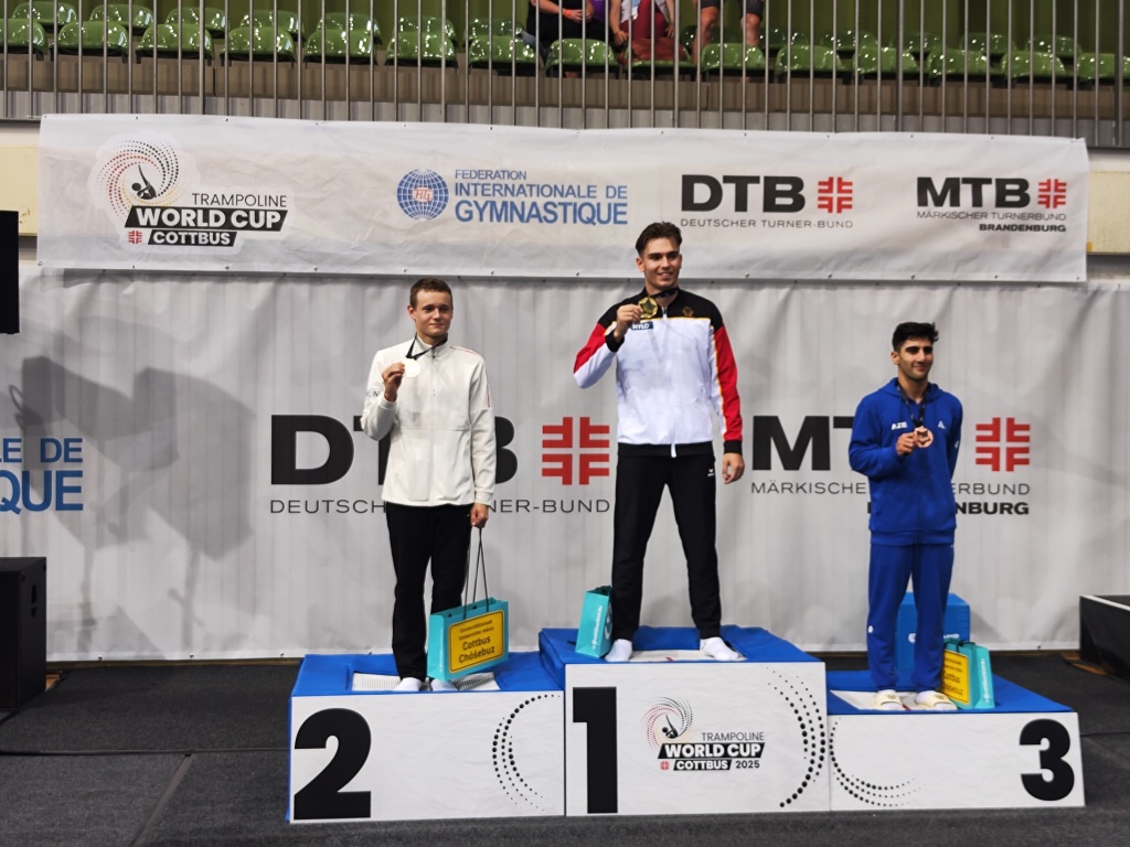 Российские гимнасты завоевали четыре медали на этапе Кубка мира по прыжкам на батуте в Котбусе